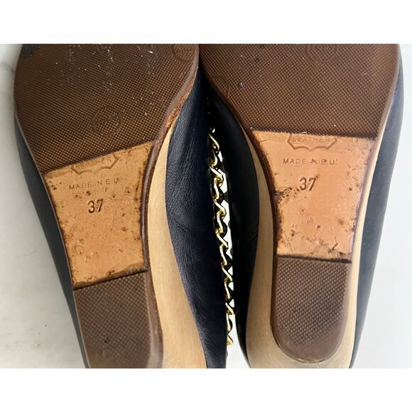 VINTAGE FALL 2008 BERNHARD WILLHELM GOLD CHAIN BLUE/BEIGE WEDGE BOOTIES SZ 7 - Picture 9 of 10